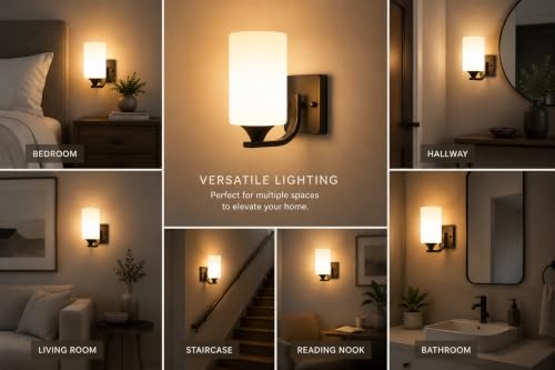 Image of Home Decor Wall Lights Glass Lamp Shade with Premium Finish & E27 Bulb Holder for Living Room, Bedroom, Balcony, Kitchen, Cafes | Decorative Night Lamps Fixtures | Elegant Wall Hanging Lights