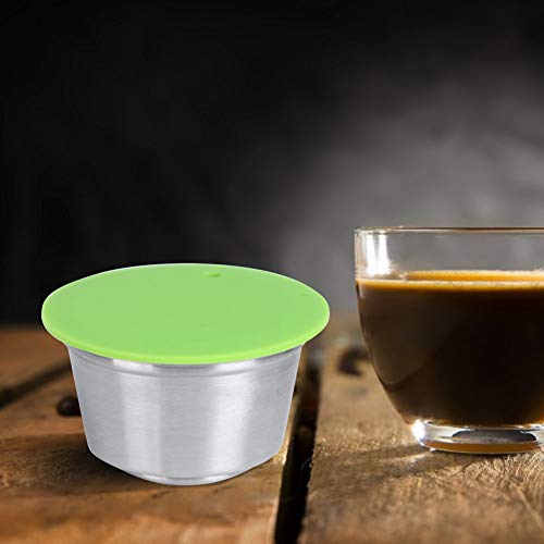 Capsule de café en acier inoxydable réutilisable verte pour machine à expresso - 5