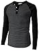 H2H Mens Casual Slim Fit Raglan Baseball Long Sleeve Henley T-Shirts CHARCOALBLACK US /Asia L (CMTTL077)
