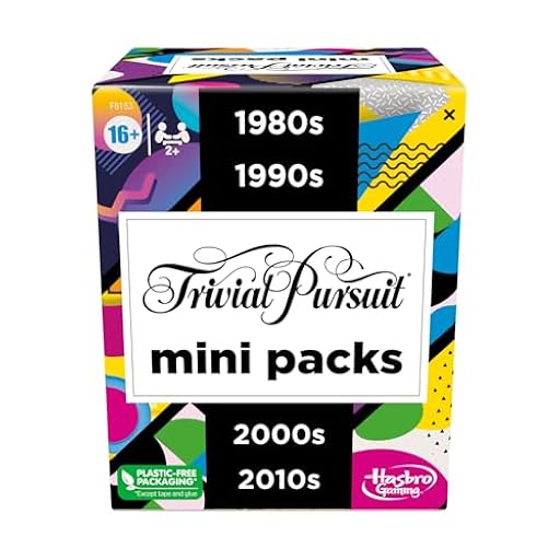 Hasbro Gaming Juegos (Excepto Monopoly) Trivial Pursuit Lote múltiple de minijuegos, Preguntas de Trivia para Adultos y Adolescentes 16+, Incluye 4 Juegos sobre 4 décadas | Ya disponible en tu tienda friki favorita! En mundofriki.es!