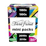 Trivial Pursuit mini packs, multipack, fun questions for adults and young people aged 16 and over, contains 4 games spanning 4 decades, language - English