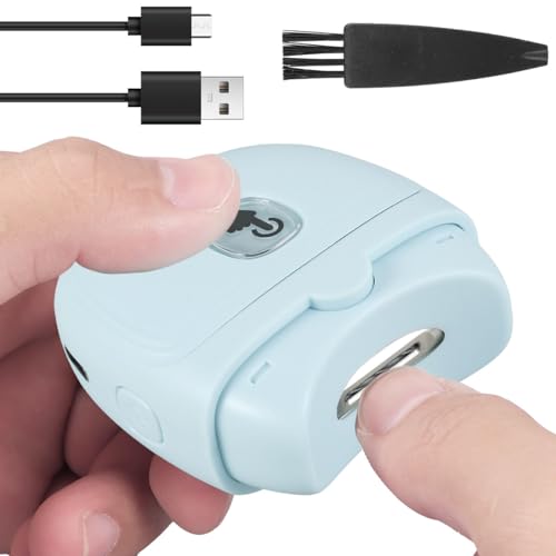 FALESOUL Electric Nail Clippers for Adults with LED Light, Nail Scraps Storage, Automatic USB Rechargeable Safety Fingernail Trimmer for Babies, Children, Caregivers, Adults and Seniors (Green)