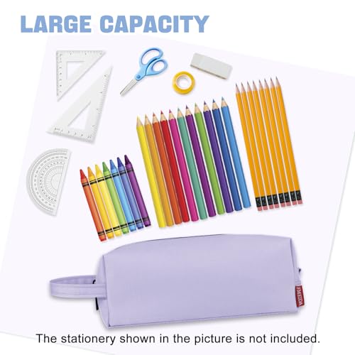 Image of Fmeida Purple Pencil Case, Spacious Pencil Bag with Waterproof Zipper, Portable Pencil Cases with Carrying Handle, Practical Pencil Pouch Bag Pen Holder Stationery Organizer