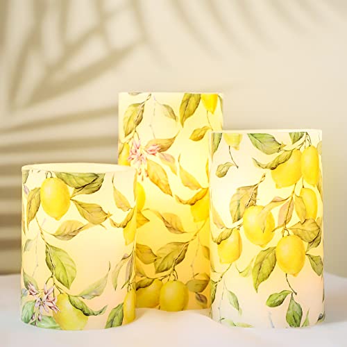 Flavcharm Lemon Tree Flameless Candles Battery Operated Candles With Remote Timer Lemon Led Flickering Candles Pillar Candles Lights For Summer, Spring Theme Decor, Wedding Decor, Mothers Day Gifts #TOP6
