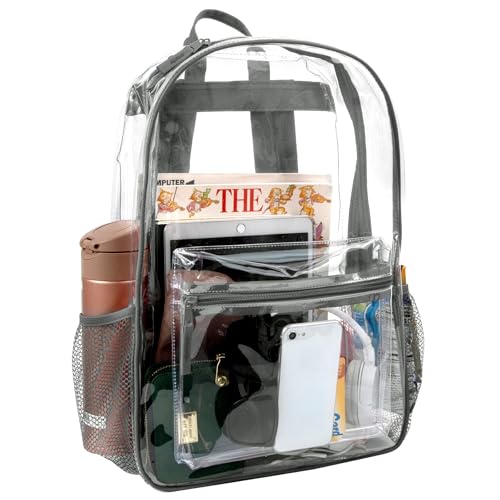 Image of Trail maker Clear Backpack Heavy Duty with Padded Straps, Side Pockets for Kids, Boys, Girls, School, Stadium Approved Events