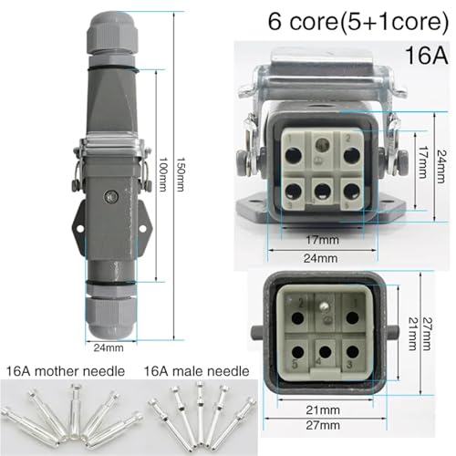 Conector Heavy Duty HDC-HA-4 6 core resistente agua y polvo miniatura 2