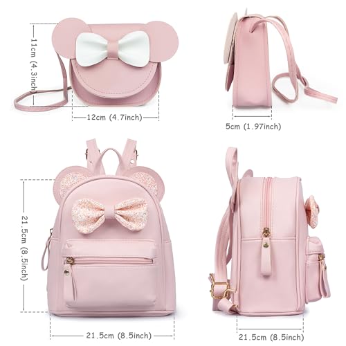 Mini Backpack for Girls - Cute Bowknot Toddler Purse With Cartoon Mouse Ears for Teens3