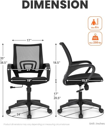 Image of NGFC Comfortable Back Mesh Office Chair with Ergonomic Design and Adjustable Height | Pre-Assembled | Black