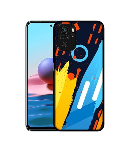 Image of Abstract Stripes Geometric Figures Design Premium 2D Printed Metal Back Case Cover for Mi Redmi Note 10 / Note 10S