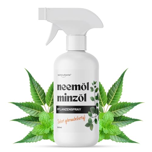 Spray de aceite de neem para plantas con aceite de menta, spray natural para el cuidado de plantas en interiores y exteriores, 500 ml, listo para usar directamente para plantas fuertes y saludables