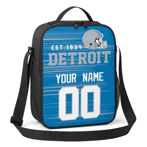 Image of Detroit Lunch Bag Custom Name and Number Personalized Gifts | Custom Personalized Lunch Box for Men Women