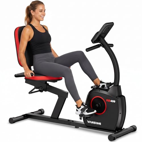 Image of VANSWE Recumbent Exercise Bike for Home Seniors with 380 LB Weight Capacity | Stationary Bike with 16-Level Magnetic Resistance, Bluetooth App Connectivity, Whisper Quiet(<10DB), Back-lit LED Display