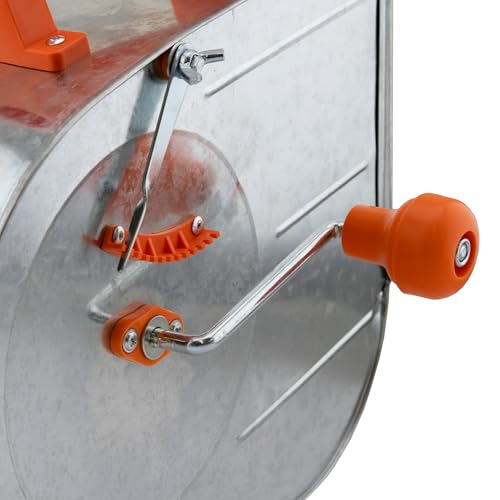 CON:P Putzwerfer - chromfarbig/rot - mit Stahlfederwalze, Kurbel & Abstreifer/Putzmaschine/Verputzmaschine / BP844000