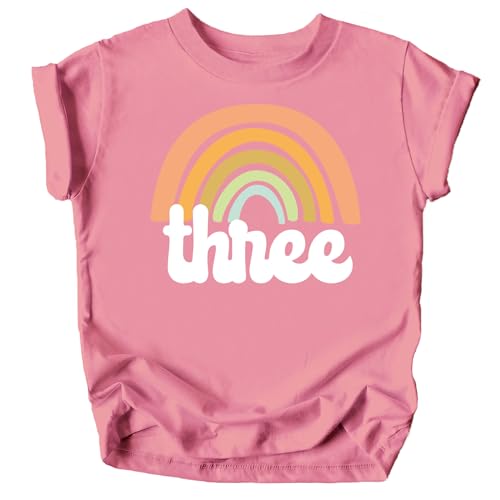 3rd Birthday Rainbow Shirt for Little Girls Retro Third Bday Outfit