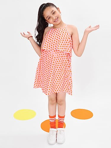 Image of BONKIDS Girl's Cotton Asymmetrical Knee-Length Dresses