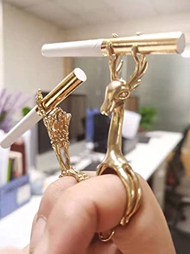 2 Newest Cigarette Case Rings, Reindeer Elegant and Noble Cigarette Case Ring, Finger Cigarette Case Ring, Women's Cigarette Case Ring,Blunt Holder Suitable for Men and Women, Gold.