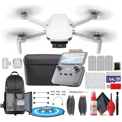 DJI Mini 4K Fly More Combo UHD Foldable Drone | Under 249 g | 12MP Camera, 3-Axis Gimbal, 31-Min Flight Time | For Beginners & Travel Photos + 64GB Card + BackPack + Landing Pad + Card Reader + More