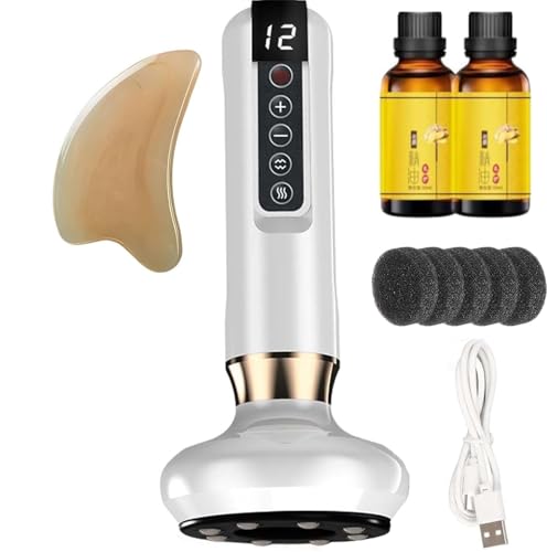 Masseur Anti Cellulite,Masseur De Cellulite à Main électrique,Appareil Cellulite Efficace,Masseur De Par Ventouses électriques,Masseur De Graisse à 12 Niveaux,Pour L'abdomen,Cuisses (Blanc set)