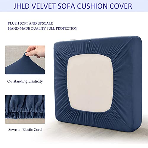 Housse de coussin en velours bleu marine extensible pour fauteuil