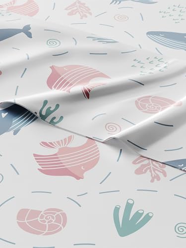 Image of Kids Twin Fish & Whales Bed Sheets - 3 Piece Kids Fish & Whales Sheet Set | Fish & Whales Themed Bedding, Ultra-Soft, Cute & Cozy, Breathable & Machine Washable, Bed Set for Boys, Girls & Teens, Comfy