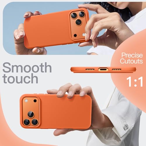 Image of JETech Liquid Silicone Case for iPhone 17 Pro 6.3-Inch, Silky Soft Touch Full-Body Protection, Anti-Scratch Shockproof Phone Cover with Microfiber Lining (Orange)