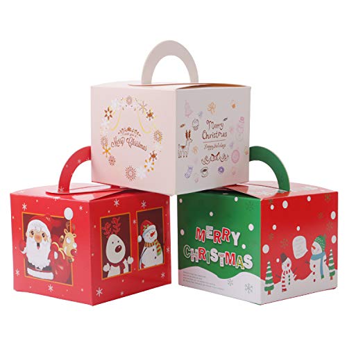 Gospire 24 Pieces Christmas Boxes Candy Boxes Party Favor Christmas Eve Box Xmas Party Bags 3 Cute Styles