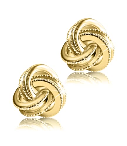 Gold Plated Sterling Silver Studs Love Knot Earrings For Women | Hypoallergenic & Nickle Free Jewelry for Sensitive Ears (8 yellow-gold-plated-silver)