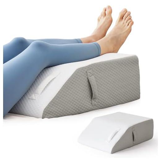 BIEEZZK Leg Elevating Pillow, Leg Elevation Pillows for After Surgery, Swelling, Leg Pillow Elevation Blood Circulation, Leg Pillow for Pain Relief, Knee Pillow for Rest, 23.6×16.8×8 Inch White/Grey