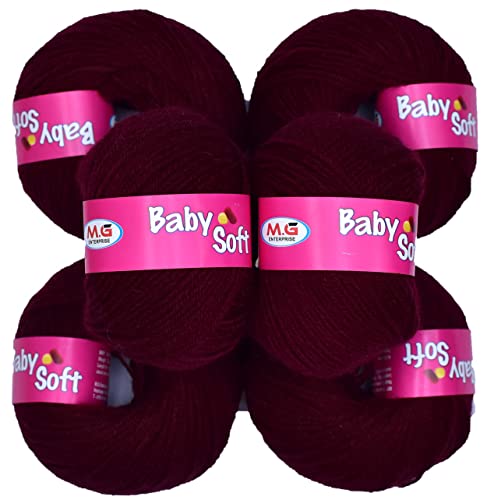 Image of M.G ENTERPRISE 100% Acrylic Wool Mehrron 10 Pc Baby Wool 4 ply -RB Art-