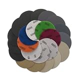 Visxcnu 24 Pezzi Dischi Abrasivi 75mm 3 Pollici, Grana 1000/1500/2000/3000/4000/5000 Carta Vetrata Asciutti e Bagnati, Dischi per Levigatura Lucidatura Auto Metallo Legno