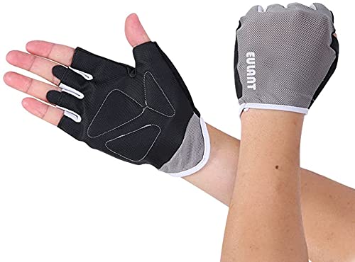 ONTYZZ Sport Gants sans Doigts Hommes Gants Cyclisme Femmes Gants D'entraînement pour La Musculation Gym Aptitude Gants VTT Gants Demi Doigt Gris/M