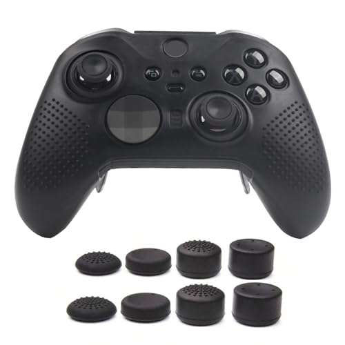 Image of Black Controller Skin Compatible with Xbox Elite Series 2 Core Wireless Controller,Protector Case, Customised Thumb Grips Cap