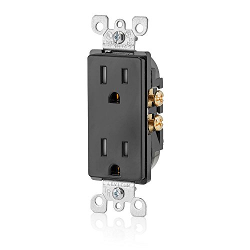 Leviton 15 Amp Decora Tamper-Resistant Duplex Electrical Wall Outlet T5325-E Black
