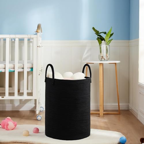 Image of Laundry Basket for Clothes | Toy Storage Basket | Storage Basket for Living room | Cotton Rope Basket Multi-Purpose | Extra Large Laundry Basket | Dirty Cloth Baskets Jute | 38x38x46 cm