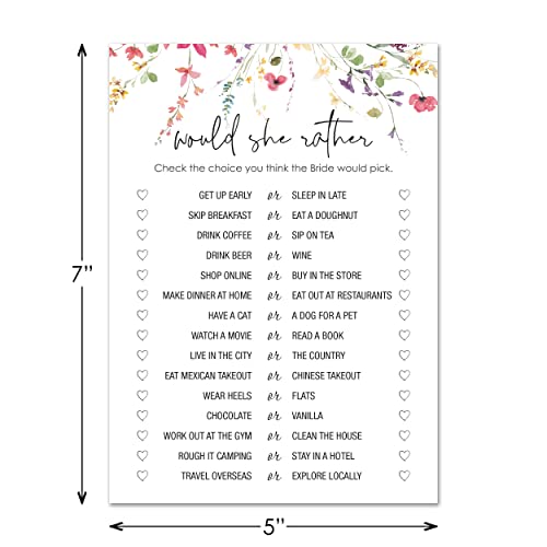 InvitationHouse 24 Wildflower Floral Bridal Shower Games (Would She Rather) - Thumbnail 2
