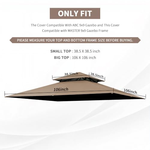 Vantco Beige Replacement Gazebo Cover Compatible with ABC 9X9ft by Vantco - Used condition - Image 2