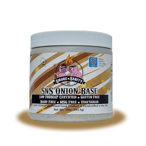 Smoke n Sanity Onion Base Certified Low FODMAP Vegetarian Gluten Free Dairy Free MSG Free Ideal for Low FODMAP Foods Soups Casseroles Gravies and Sauces Low FODMAP Diet Essential 10 oz Jar