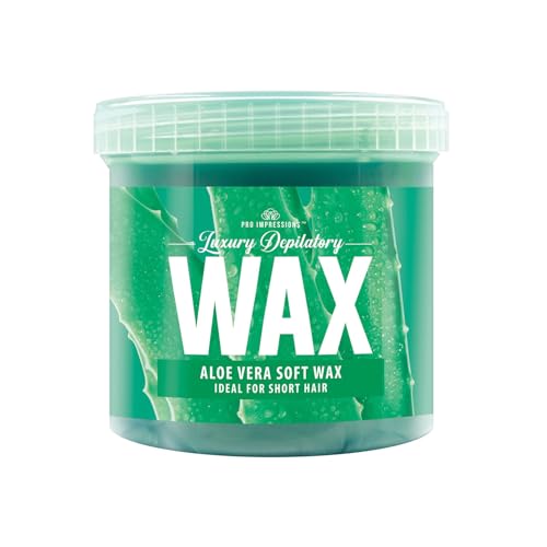 Pro Impressions Cera professionale per depilazione calda per viso e corpo, 450 g (1 vaso, cera morbida all'aloe vera)