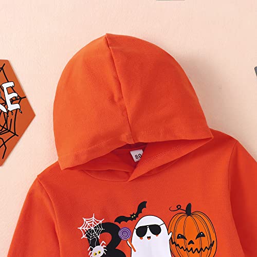Ritatte Baby Boy Halloween Outfit Long Sleeve Pumpkin Ghost Hoodie Sweatshirt Top Pant Toddler Fall Winter Clothes Set3
