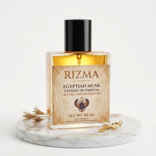 RIZMA Egyptian Musk Extrait De Parfum Spray (50ml) – 40% Oil Concentration Long Lasting Clean Skin Scent Perfume – Artisan Unisex Fragrance with White Amber, Ambroxan & Fresh Linen – Made in USA — view 3
