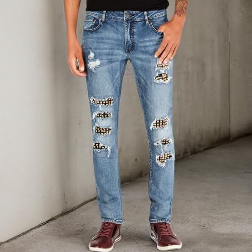 INC Mens Stockholm Denim Distressed Skinny Jeans Blue 34/302