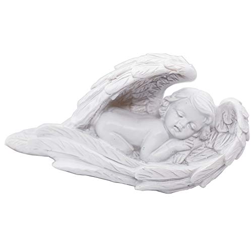 Wings Angel Cherub Statue Figurine Indoor Outdoor Guardian Home Garden Angel Sculpture Statuette Collection Memorial Remberance Grave site Statue(SLEEPING BABY ANGEL IN WINGS) - Image 3