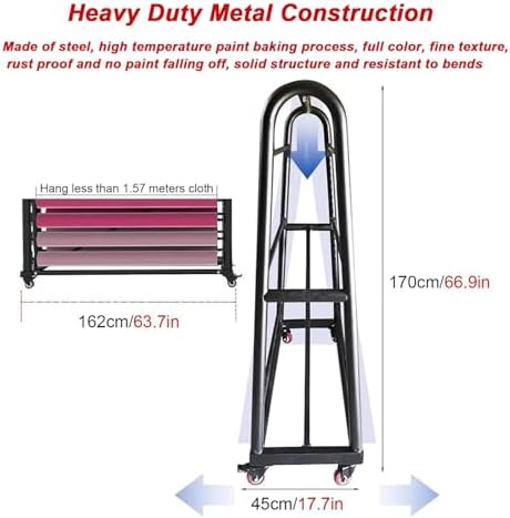 6-Tier Vinyl Wrap Fabric Storage Cart Rack, Movable Heavy Duty Steel Organiser Holder th Wheels for Vinyl Spool/Leather Roll/ndow Film/Wallpaper Displays