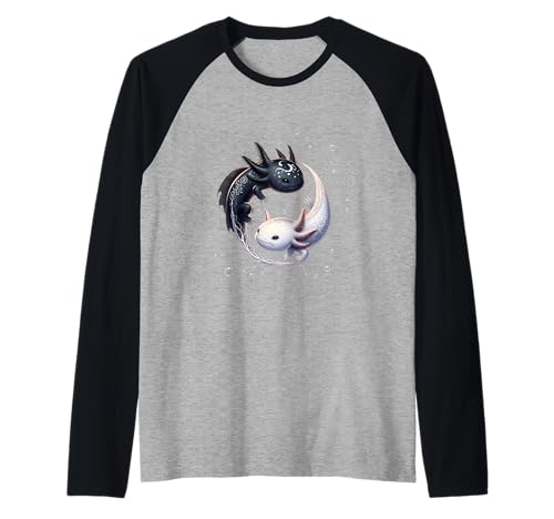 Yin Yang Axolotls Japanese Graphic Anime Art Axolotl Lover Raglan Baseball Tee