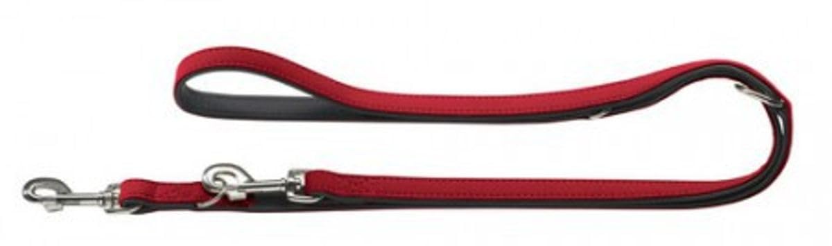 HUNTER verstellbare Hundeführleine SOFTIE, 3-fach verstellbare Hundeleine, Kunstleder in Nubukoptik, pflegeleicht & abwischbar, Made in Germany, Farbe: rot/schwarz, Größe: 15/200