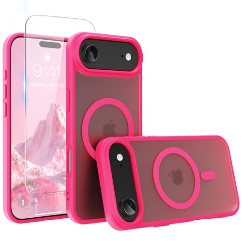 Image of Magnetic for iPhone 17 Air Phone Case, [Compatible with MagSafe], Screen Protector X1, [Military Grade Drop Protection],Matte Finish,Slim,Shockproof,Protective (Pulm Pink, iPhone 17 AIR)