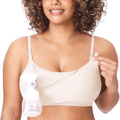 Image of MOMANDA Women's Inbarely Pumping Bra Hands Free All-in-One Nursing Bras Patented Maternity Bras for Breastfeeding