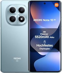 XIAOMI Redmi Note 15 5G Smartphone 8+256 GB – Ultradünnes Design, IP66-Wasserschutz, 108-MP-Kamera, 6,77" FHD+ Display, Gletscherblau