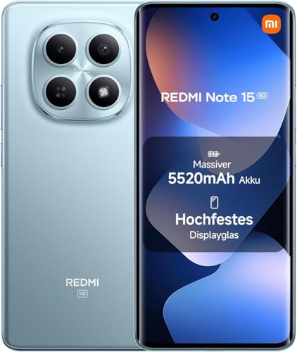 XIAOMI REDMI Note 15 5G NFC, 8+256GB, Blau, 6,77 Zoll, 1080 × 2392 Pixel, 108 MP Kamera, 45 W Schnellladung, IP66, Snapdragon 6 Gen 3, ohne Ladegerät