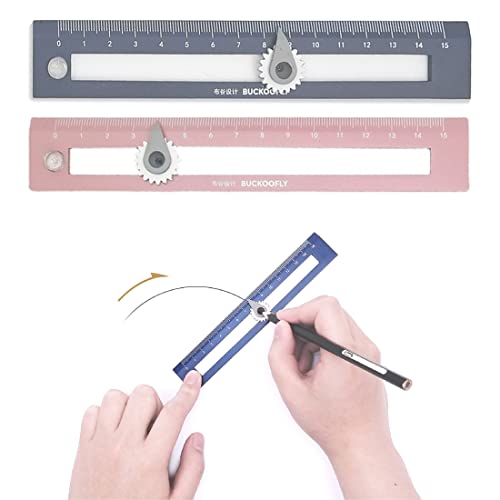 WJIAEER 2 PCS righello 15 cm ruler righello 15 cm bambini righello geometrico multiuso Può essere usato come bussola（blue+pink）